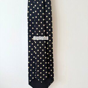 Emporio Armani Italy Black & White Medium Polka Dot Silk Neck Tie (4" Width)
